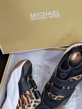 Michael Kors Women’s Black & Leopard Platform Sneakers